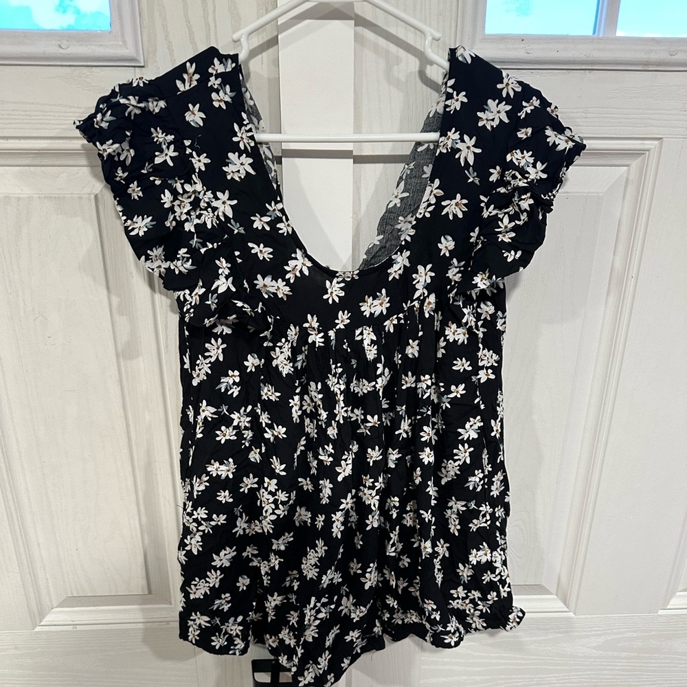Black Floral Romper NWOT